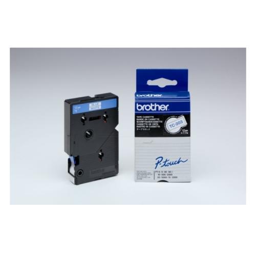Brother teip sinine peal valge (TC203), 12mm, lamineeritud